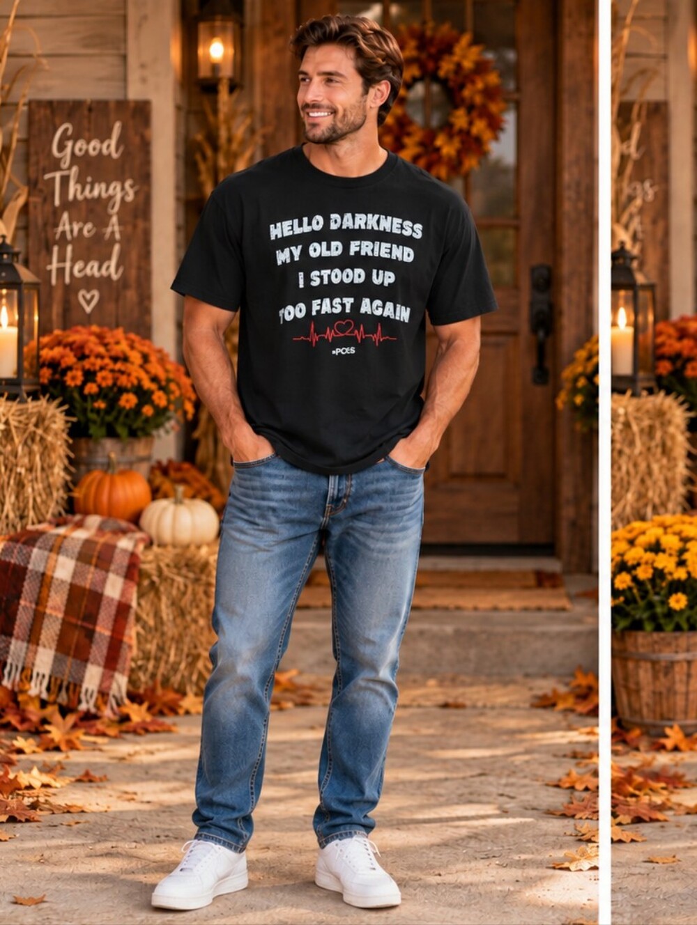 Men's Black Graphic Short Sleeve Tee - Casual Crew Neck